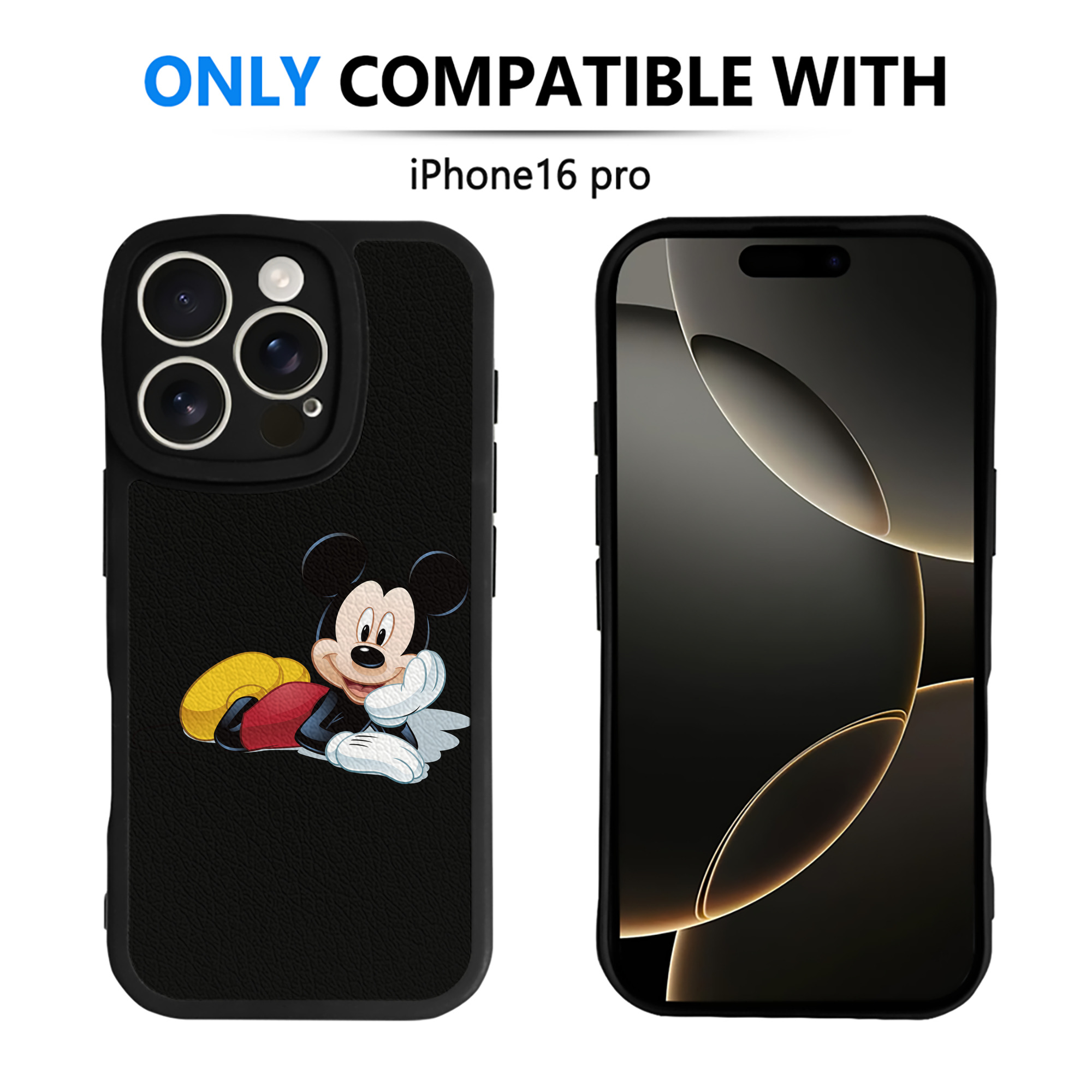 （画像用） ミッキーマウス Mickey Mouse 【iPhone 16シリーズ対応】シリコンスマホケース（レザー調） 材質：シリコン